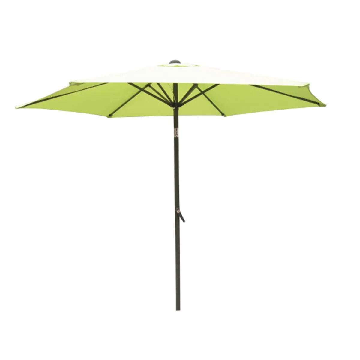 212 MAIN 2-Pieces Outdoor Umbrella, 8ft Aluminum Pole with Hand Crank Lift, UV-Resistant Light Green Polyester Fabric, International Caravan YF-1104-2.5M Design, Two-Pieces