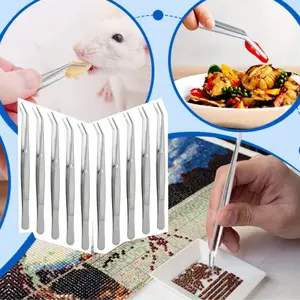 10 Pack Multi-purpose Tweezers Stainless Steel Tweezers with Curved Serrated Tips Beauty & Personal Care