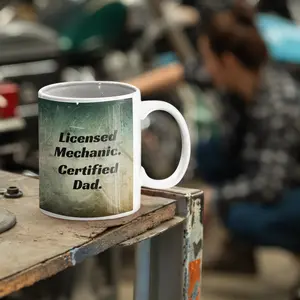 Certified Mechanic Dad Ceramic Coffee Mug - Gift for Dad, Father's Day
