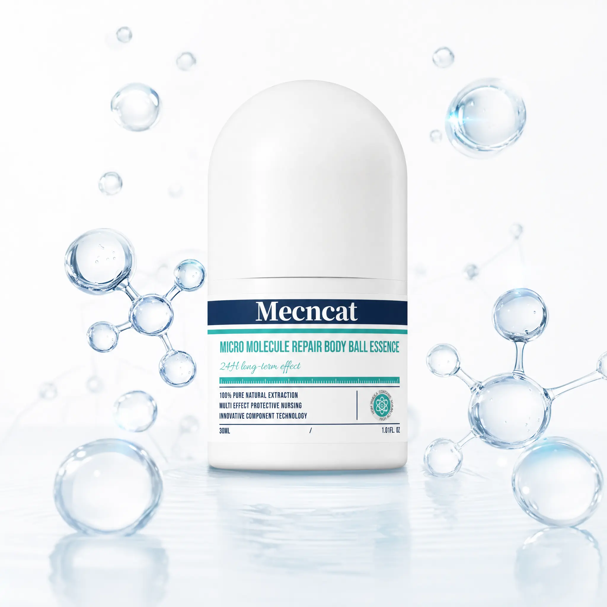 Mecncat Multi-Effect Skin Repair Care Roller - 30ml Face Serum with 2% Gold Concentration, Micro-Molecular Essence & BHA Salicylic Acid Skincare Tool