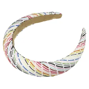 Unique Bargains 1 Pc Classic Foam Raffia Straw Headband for Women for Girls 5.91"x1.18"