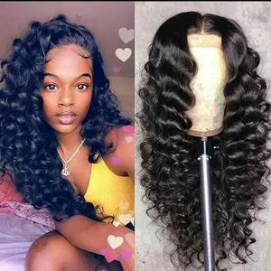 European and American New Women's Wig Mid-Length Long Curly Hair Black Big Wave Wig High-Temperature Fiber Wig Head Cover