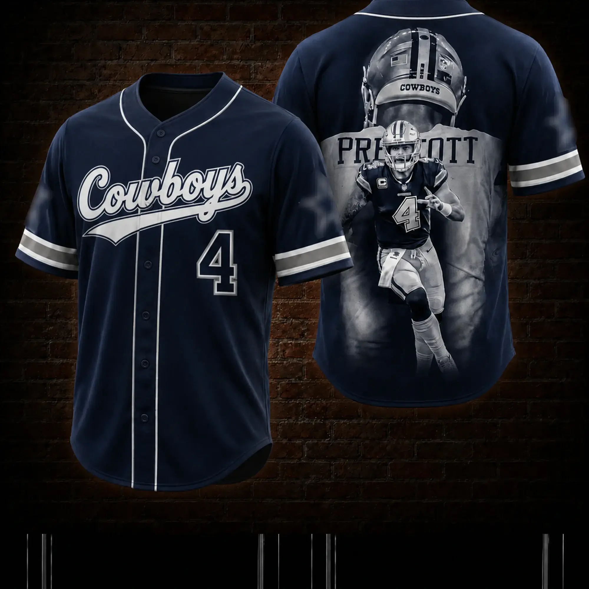 Dak Prescott #4 Baseball Jersey Premium, Captain Dak Fans, Dak Attack Fans, America’s Team Baseball Jersey, Cowboys Nation Fans, Game Day Sports Jersey, Dak Prescott Fan Gift