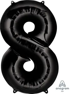 Black Number 8 Balloon 34''