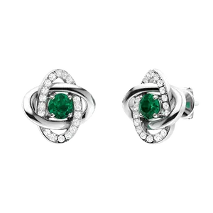 Eternal Harmony: Green Zircon Knot Stud Earrings