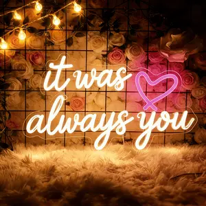 it was alaways you Neon , USB Powered Adjustable Brightness LED for Christmas Thanksgiving Birthday New Year Valentine's Day Gift Bedroom Living Room Party Event