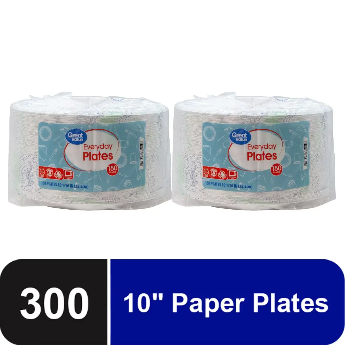 Great Value Everyday Disposable Paper Plates, 10 in, 300 Count