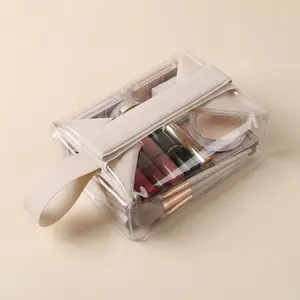 Magnetic Snap-On Transparent Cosmetic Bag Trending Durable TPU Storage Pouch Leak-Proof Travel-Friendly Handheld Makeup Bag for On-the-Go Organization
