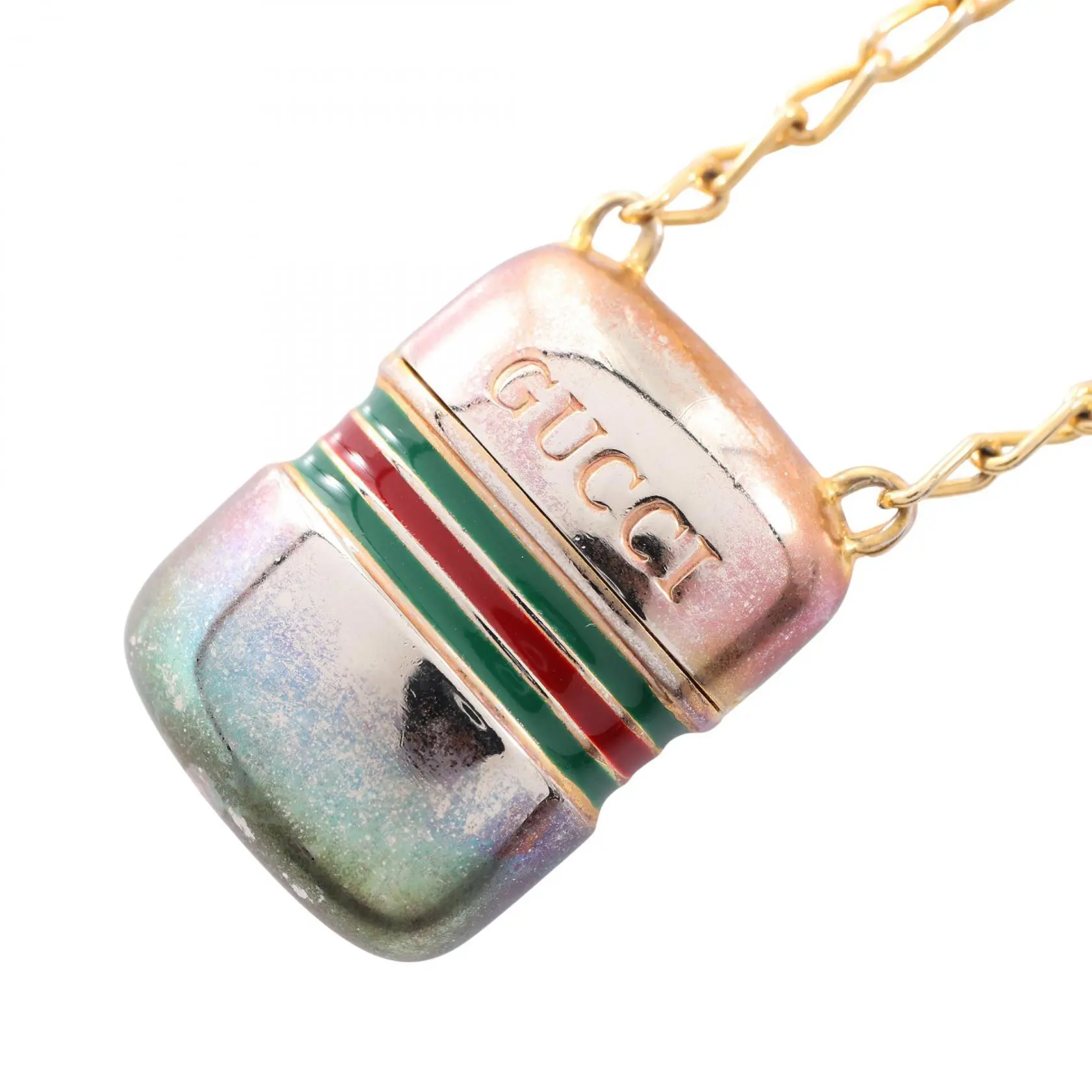 Pre-owned GUCCI Gold-plated Small Leather Goods Shereline Pill Case Necklace