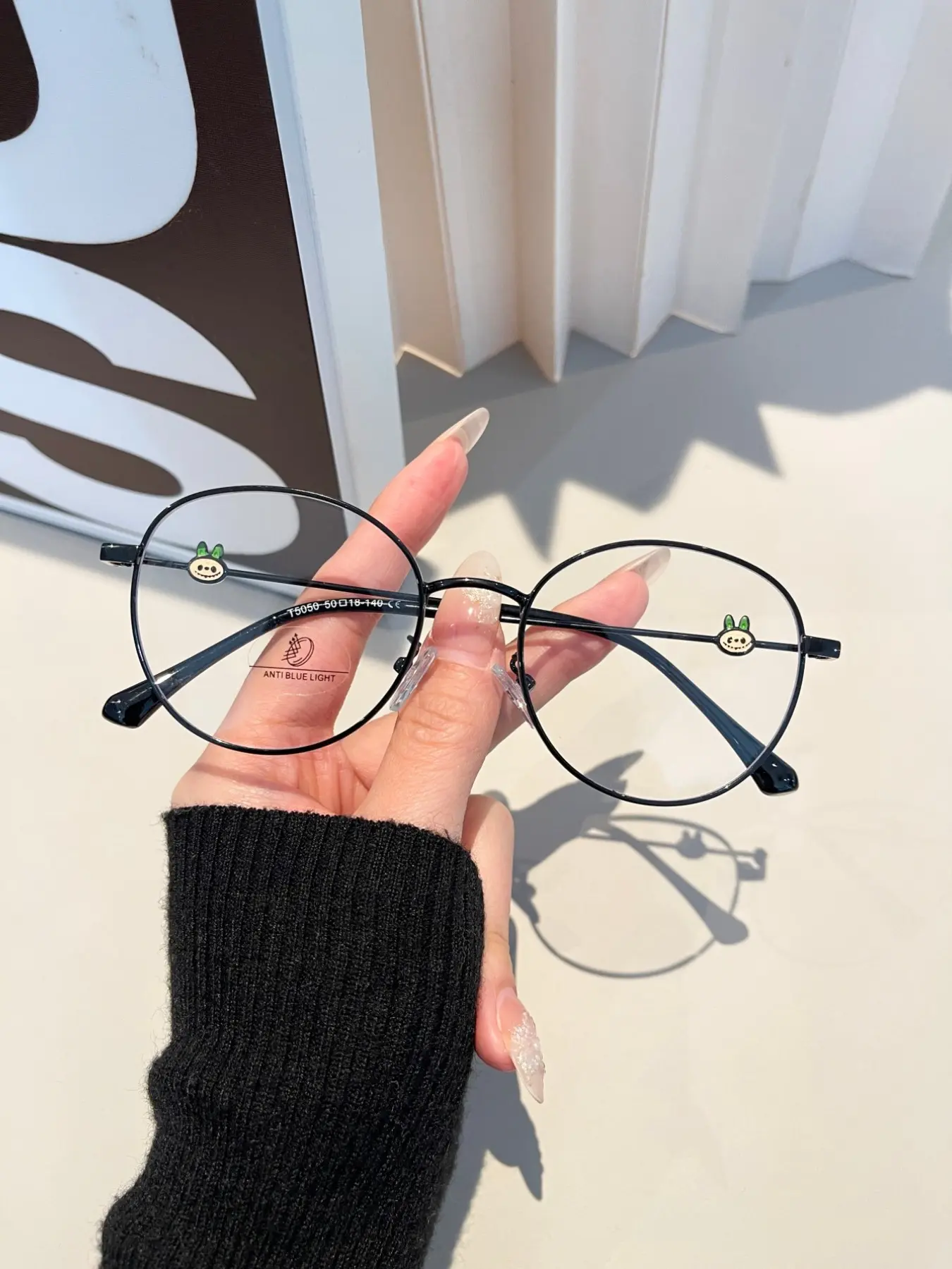 Korean Fashion Metal Round Frame Glasses, Protect Your Eyes When Using Phones Tvs Computers, Casual Style, All Seasons