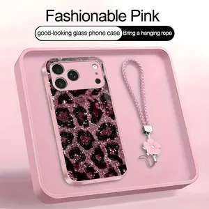 Suitable for [iPhone 17 Pro Max] high-end women's phone case，a beautiful four-leaf clover lanyard is included🥰,simple yet sophisticated leopard print design, affordable price, available in multiple colors YM99
