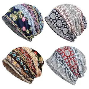 4 pack Cotton Slouchy Beanie Cap Soft Lightweight Running Beanie Womens Chemo Headwear Baggy Slouchy Scarf
