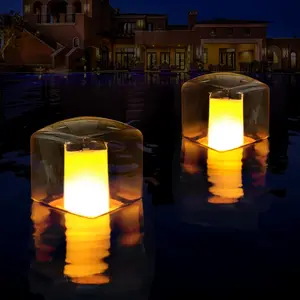 LanPool Floating Pool Lights, Solar Flame Pool Lights Waterproof, Square Pool Light, Glow in The Dark Light Up Swimming Pools Accessories,Floating Solar Light for Pools Pond Outdoor-2PCS