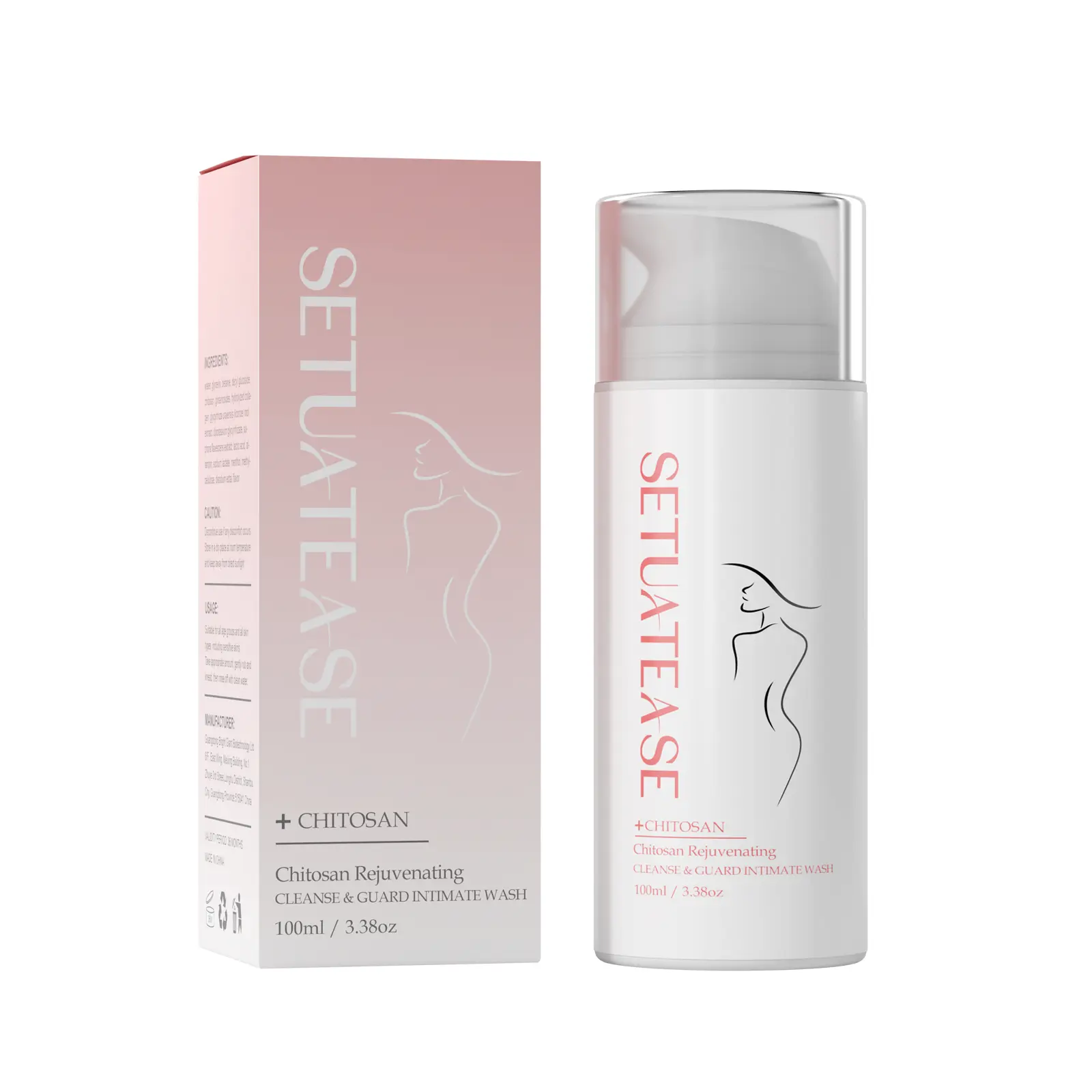 SETUATEASE Clear Aura Daily pH 4.4 Feminine Wash - Chitosan Intimate Cleanser for Fast Itch Relief & Odor Control - Cooling Vulva Care with Soothing Licorice, Ginsenosides & Collagen