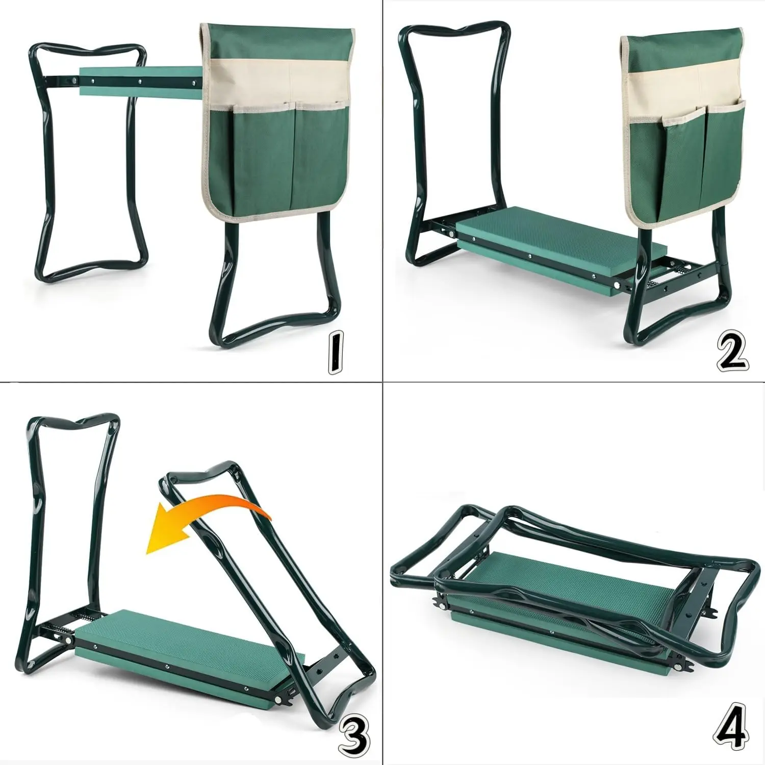 Garden kneeler seat and tool storage pouch