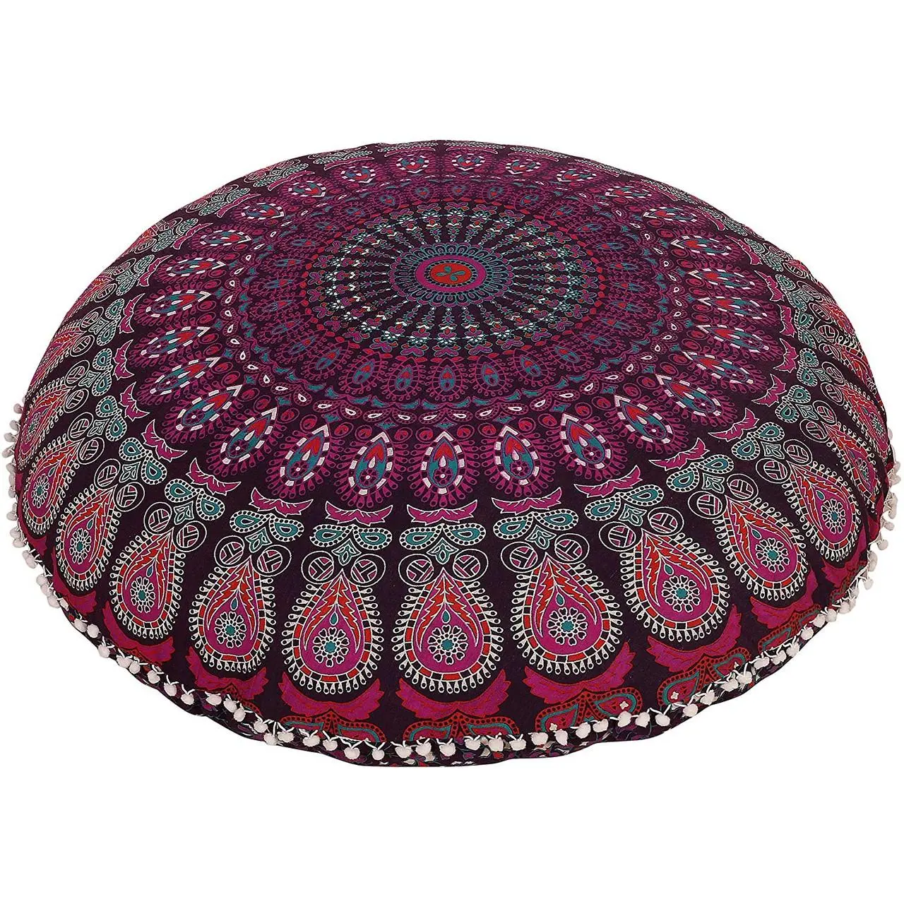 Pink Green Mandala Pillow Ottoman Poufs Cushion Covers
