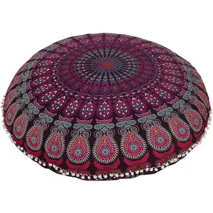 Pink Green Mandala Pillow Ottoman Poufs Cushion Covers