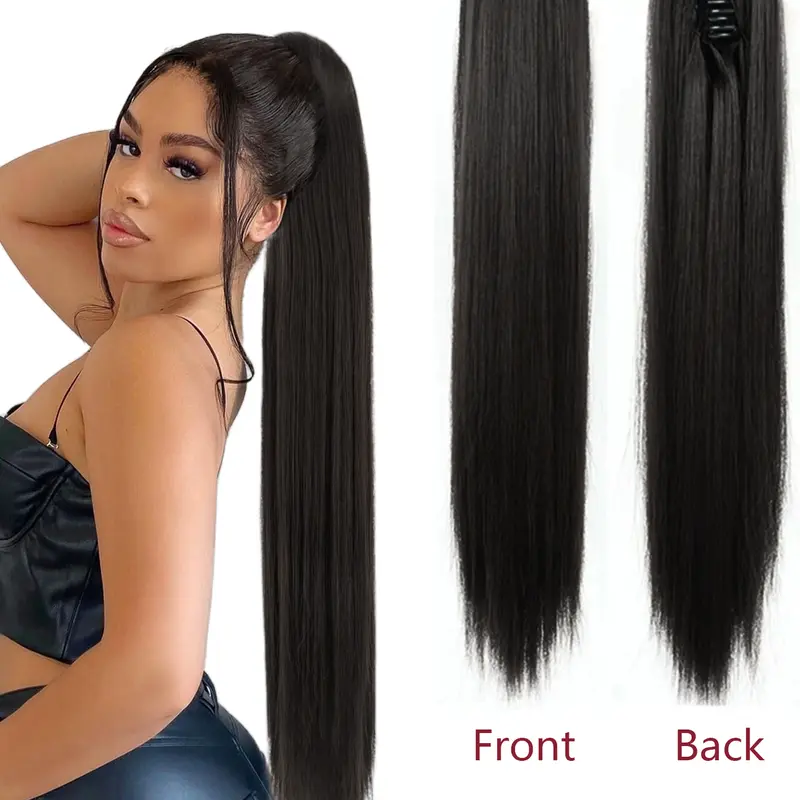 26 Inch Long Straight Ponytail Hairpiece, Claw Clip Synthetic Hair Extension, Heat-Resistant Ponytail for Daily Use and Parties, Synthetic Hairpiece for Women, Synthetic Hair Pieces