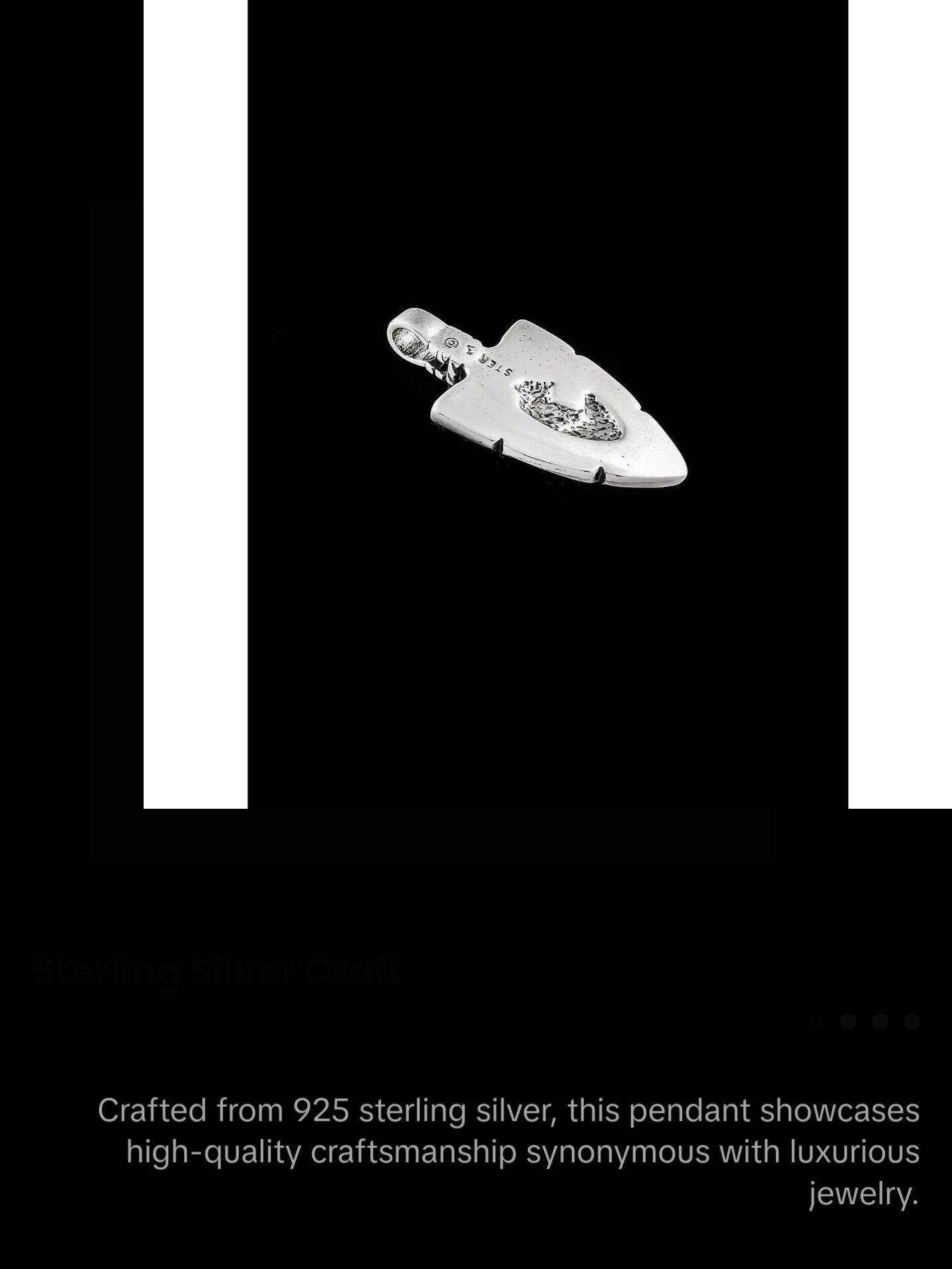 Wolf Pendant, Arrowhead pendant, no Inlay, 925 Sterling Silver