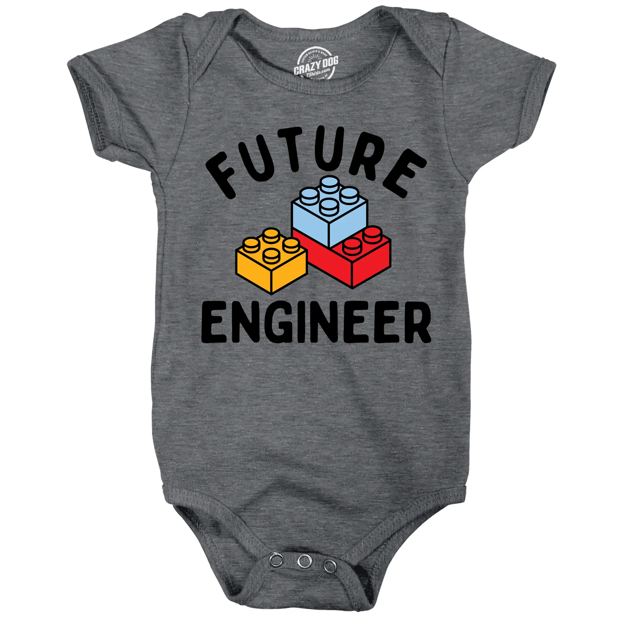 Future Engineer Baby Bodysuit Funny Sarcastic Blocks Graphic Novelty Jumper for Infants Funny Baby Onesies Funny Sarcastic Onesie Novelty Onesie Dark Grey