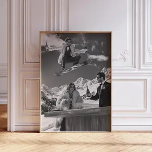 Black & White Apres Ski Poster | Retro Apres Ski Print | Retro Skiing Poster | Ski Wall Art Print | Apres Ski Art Print