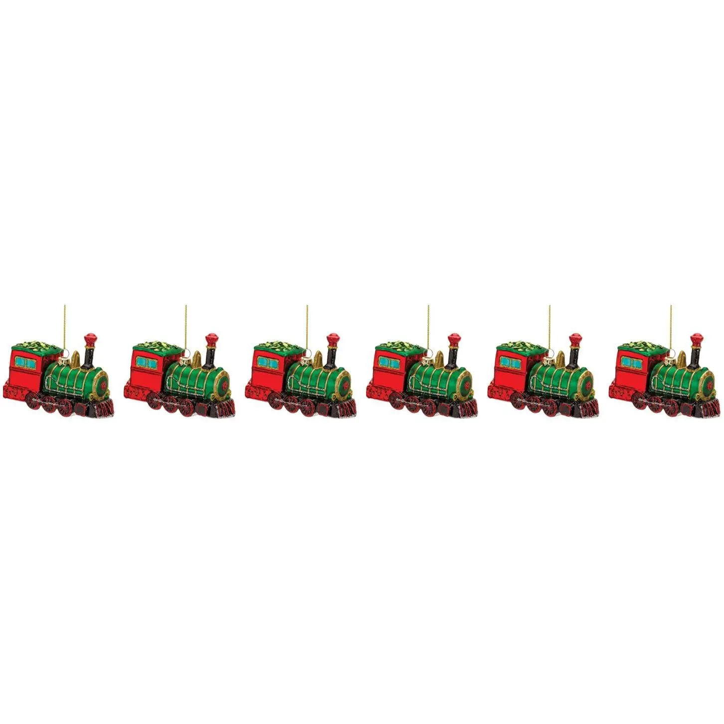 Melrose Glittered Glass Train Ornament (Set of6)