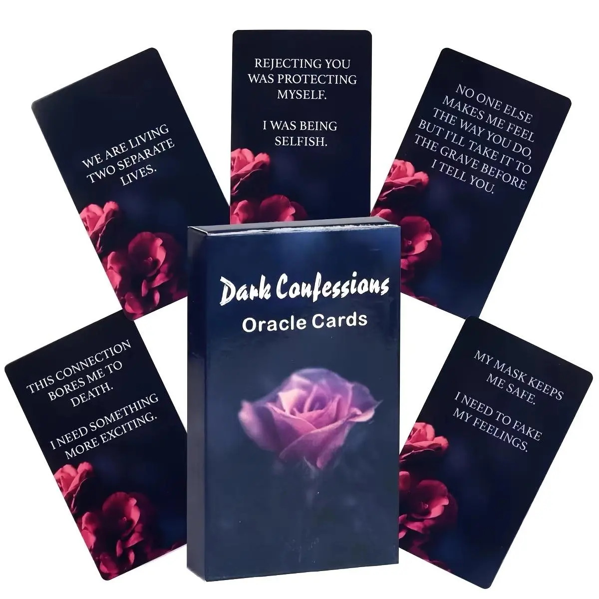 Dark Confessions Oracle Cards, 50pcs/box Romantic Rose Pattern Card Game, Themed Card Game, Casual Party Card Games, Couple Card Game, Relationship Card Game, Fun Card Game for Family & Friend, Card Games For Teens