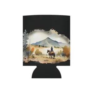 Vintage Western Art Horse and Cattle - Can Cooler