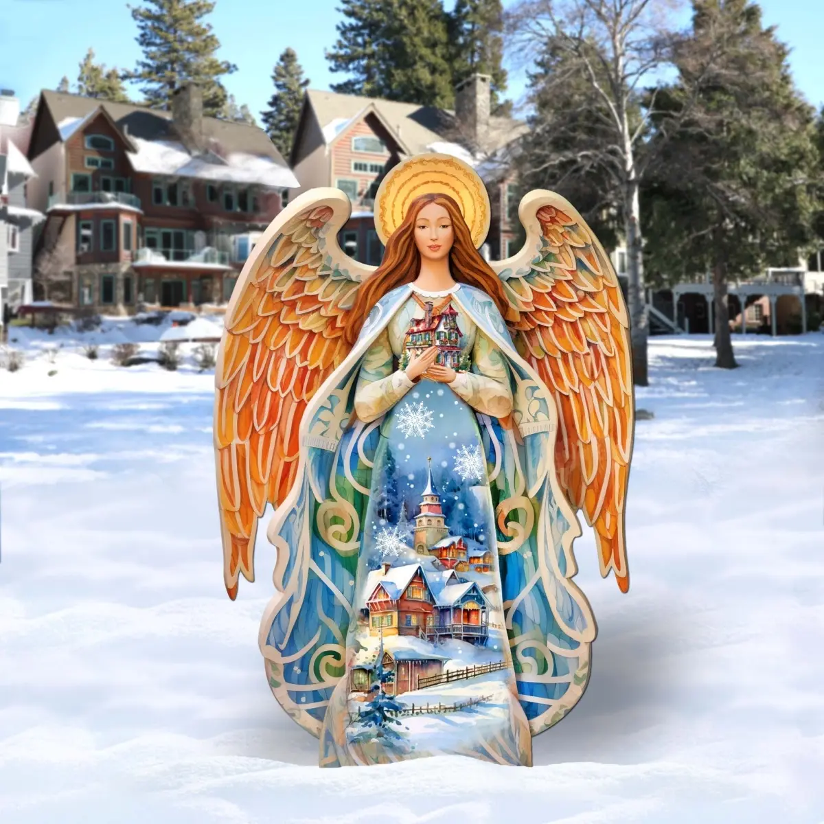 Designocracy 8611021F 32 x 21 in. Blessing Home Angel Outdoor Nativity Holiday Decor