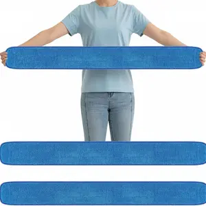 3 count Large 48 Inch Commercial Replacement Microfiber Pads  Wrestling Wet Mop Refill Pads for Flat Mop Frames Wet and Dry Use (Blue)