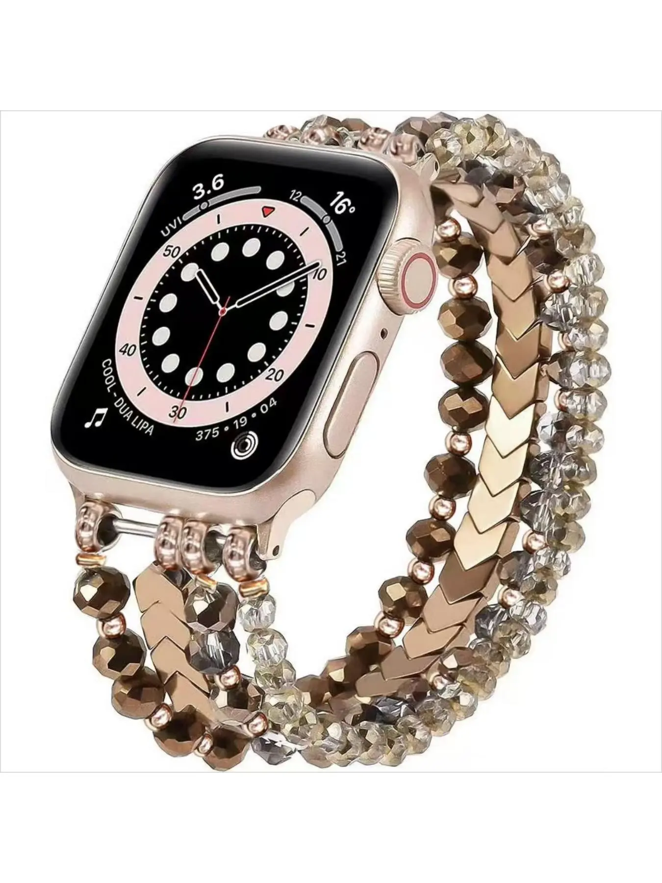 Handmade Women's Crystal Glass Bead Watch Band, Easy to Replace, Fits 38/40/41mm & 42/44/46/49mm Iwatch, Multiple Colors Available, Smart Watch Straps, Smartwatch Strap, Smartwatch Accessories, Wearable Accessories