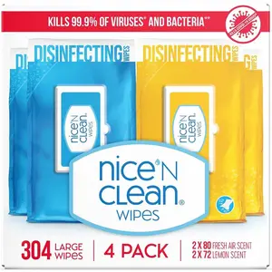 Nice 'N Clean Disinfecting Surface Wipes 304ct - Cleans & Sanitizes Home & Kitchen Surfaces - Lemon Scent