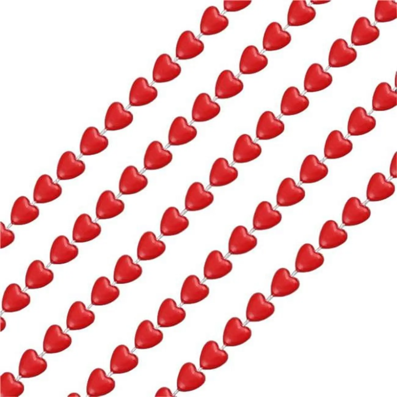 212 MAIN 12-Piece Unlit Mini Opaque Love Heart Shape Bead Necklace - Valentine’s Day Festive Party Bag Gift, Blinkee UMLHOB-RD, Love Heart Necklace