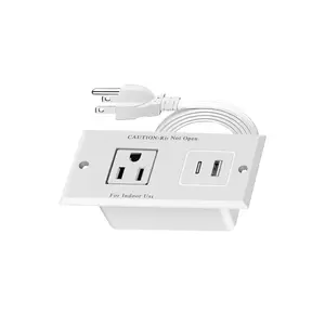 Embedded Power Strip with 1 AC Outlet USB A & C Ports 4.92 ft Cable Hidden Design for Sofa Table Desk Kitchen Island Nightstand Countertop Workbench Shelf