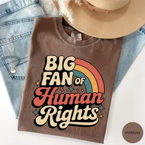 Comfort Colors Big Fan of Human Rights Shirt, Basic Decency Message Tee, Kindness & Equality Graphic Top, Unisex Statement Gift
