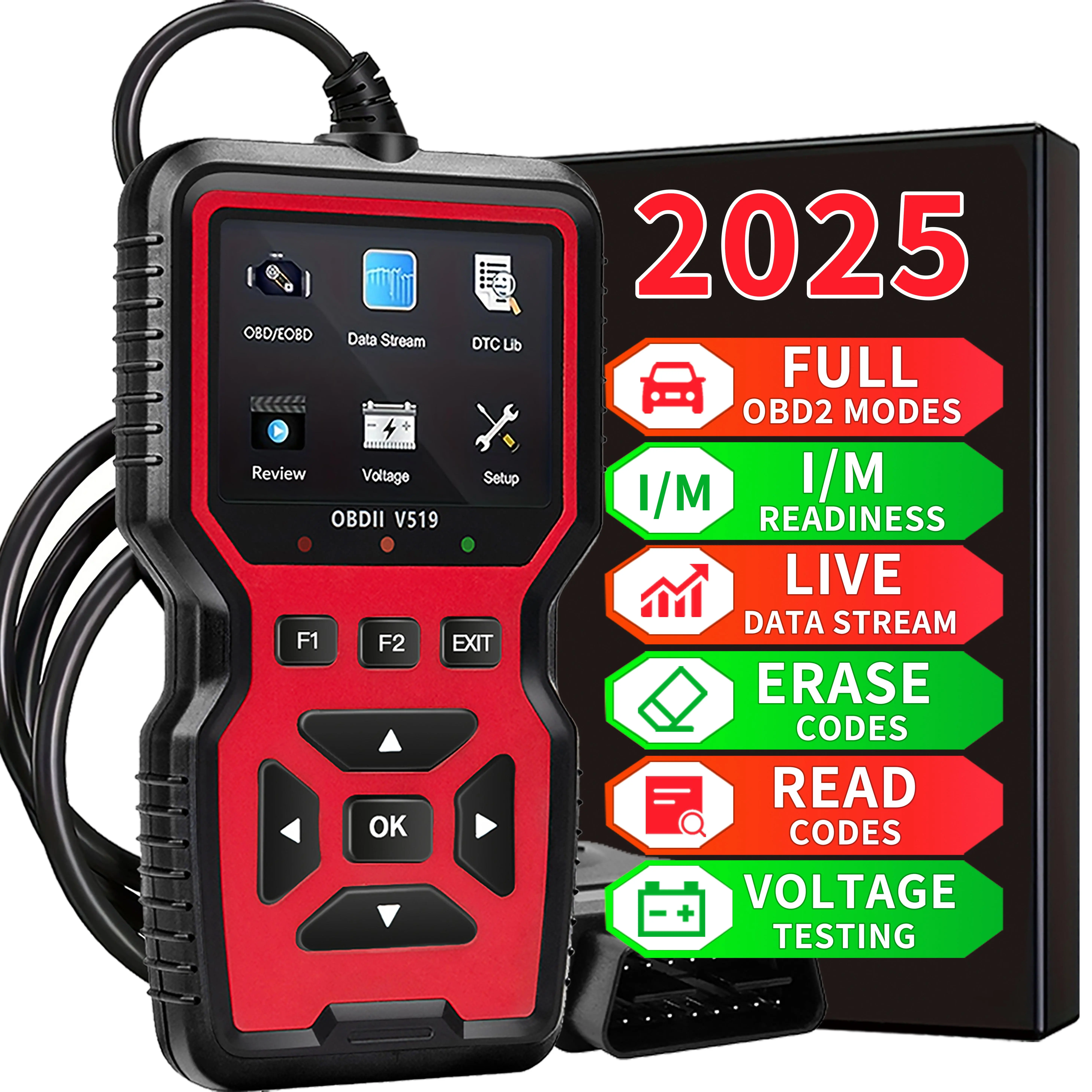 OBD2 Scanner Diagnostic Tool - All-in-One Engine Code Reader with Complete OBD2 Functionality, Reset, Modes 6 & 8, Compatible with All OBDII/EOBD Cars After 1996