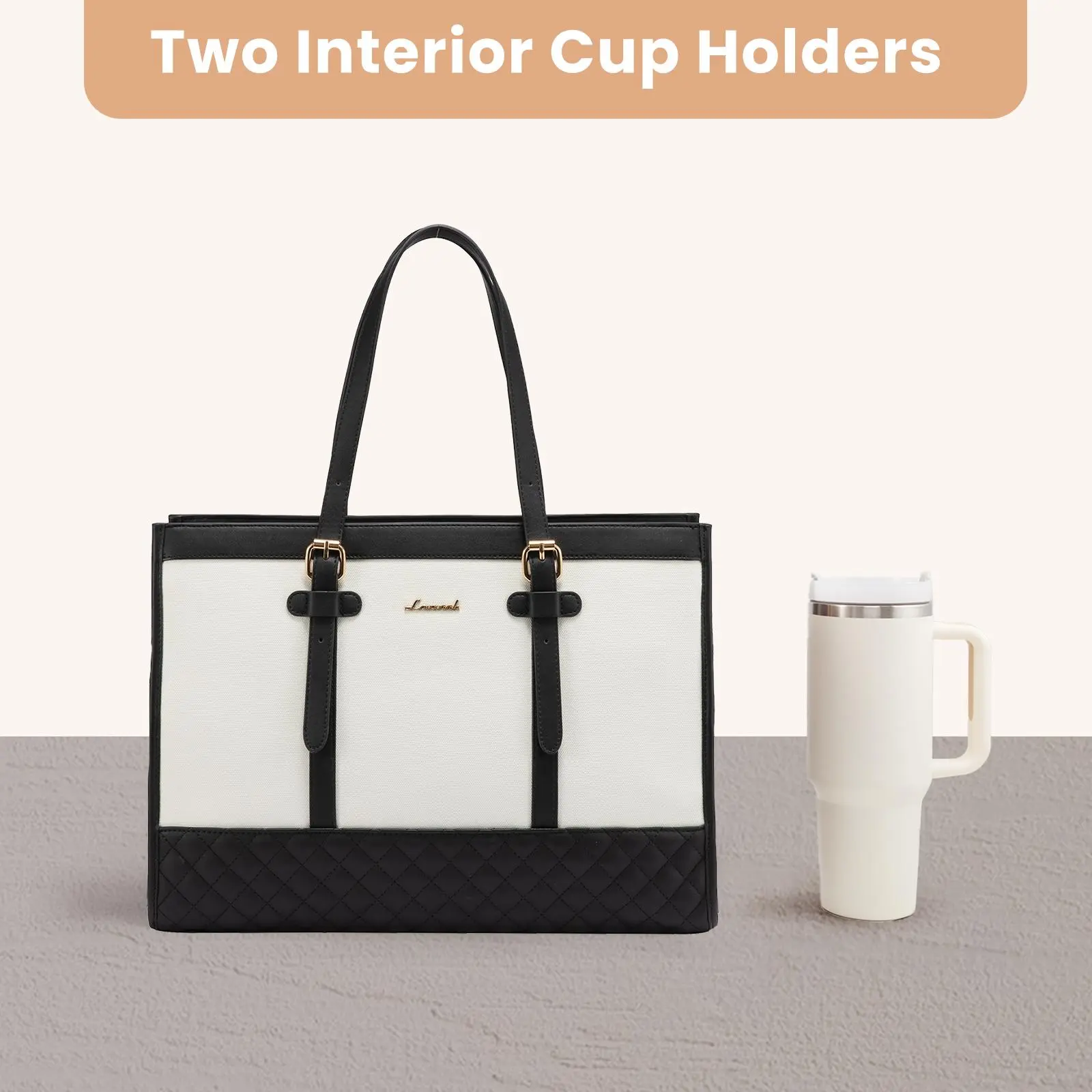 LOVEVOOK Laptop Tote Bag with Clutch Purse, Canvas Computer Bag Office Briefcase, Casual Handbag for Travel, Crossbody for College, Teacher, School SpringStatements LOVEVOOK Laptop Tote Bag with Clutch Purse, Canvas Computer Bag Office Briefcase, Casual Handbag for Travel, Crossbody for College, Teacher, School SpringStatements