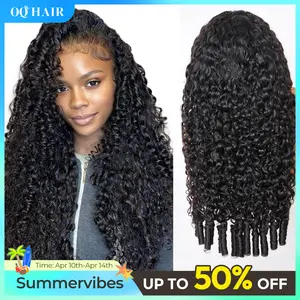 OQ HAIR Full Burmese Curly 13x6 Lace Frontal Glueless Wigs #4 Chocolate Brown Color 220% Density Water Wave Virgin Human Hair Wigs Pre Plucked Natural Hairline
