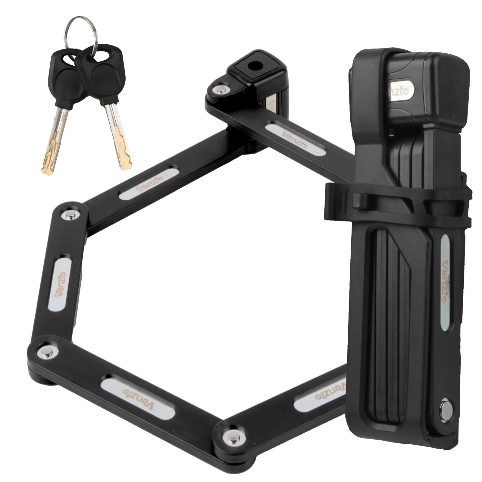Venzio Folding Bike Lock, 7mm Thick, 85cm/33.5in Length Heavy Duty Anti Theft Bicycle Lock with Key, Hardened Steel Foldable Bike