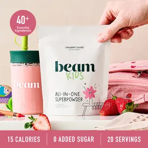 Beam Kids Superblend — 20 Servings for Growth, Immunity, Digestion & Focus (Strawberry Milk Flavor, Pediatrician Formulated, 40+ Ingredients)