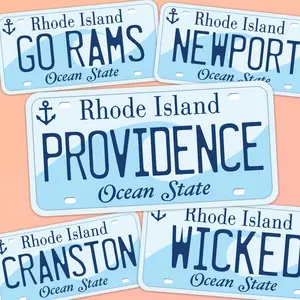 Rhode Island License Plate Stickers - Choose Your RI City