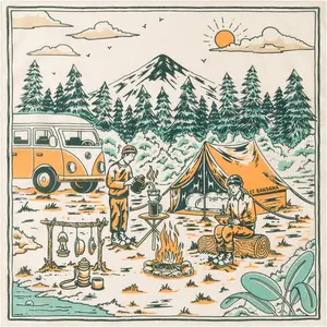 22"x22" Camping Cotton Bandana Multi-Purpose Headbands