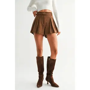 Belted Suede Shorts