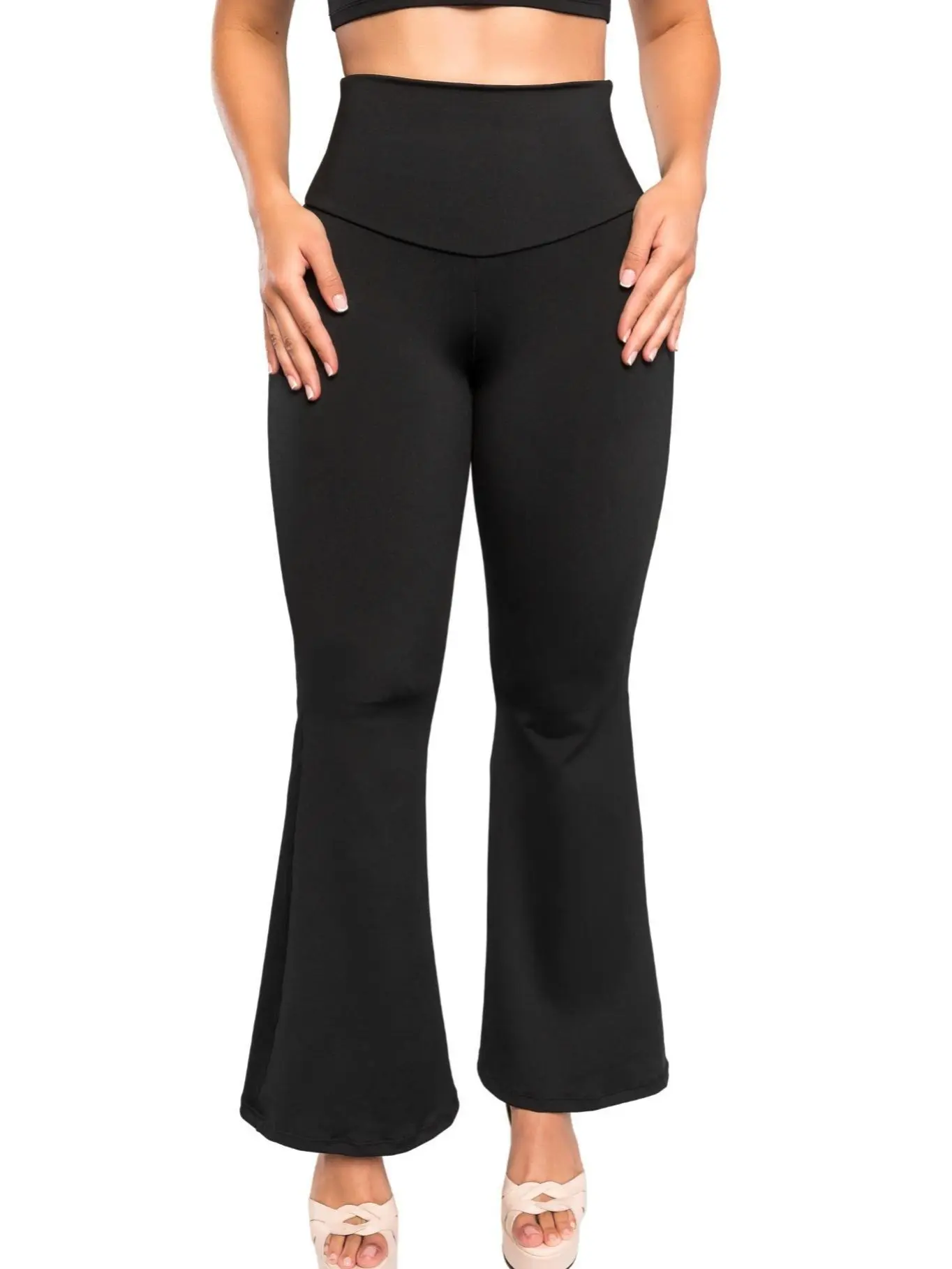 Stagmi SMI0092 Women's High Waisted Flared Leggings, Bell Bottom Yoga Pants in Soft Polyester Fabric with Inner Support Layer, Everyday