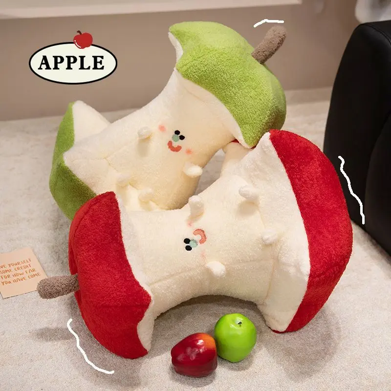 Apple Core Stuffed Plush Pillow Fluffy Hug Cushion for Bed & Home Decor