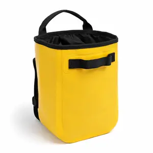 Compact Rope Storage Bag, 4L PVC Utility Pouch for Rope Access, Arborist Hanging Gear Bag, Yellow