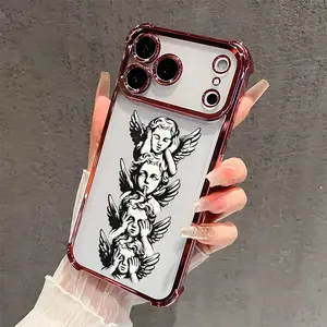 KKLLYY Cherub Faces See No Evil iPhone 17-11 Plus Pro Max Case Transparent Soft Shell Electroplated Shock Absorption Anti Scratch Impact Resistant