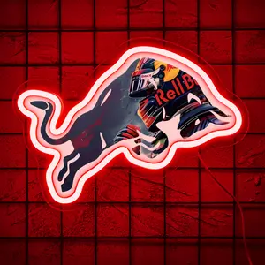Red Bull Racing Neon Sign Dimmable Led Pepper Light for Wall Decor, Soda Decor Neon Signs for Business Man Cave, Bar, Shop, Bedroom, Pepper Gifts for Christmas, Birthday