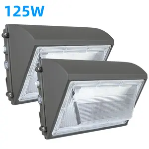 125W LED Security Flood Lighting 16000LM 5000K Daylight IP65 Waterproof Dusk-to-Dawn Sensor LED Wall Lights for Parking Lots|Warehouses|Factories|Yard, 2 Pack