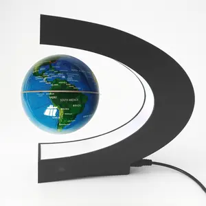 Levitating Magnetic Globe, Compact Desk Accessory for Office Desk Setup Aesthetic, Plug-In Setup Black Technology Opening Gift, Home Decor Statue Ornament